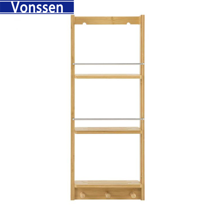 Vonssen bathroom shelf hanging shelf kitchen wall shower shelf bamboo VS1041200078