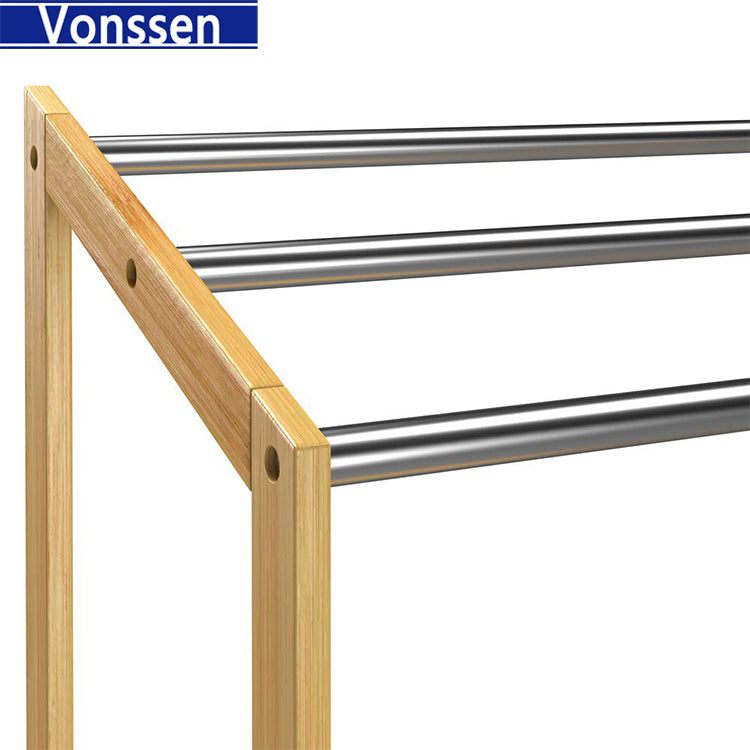 Vonssen Bamboo Freestanding Towel Rack for Bathroom Bathroom Hand Towel Holder Outdoor Towel Rack for Pool Standing Towel Rack Towel Racks for Bathroom Freestanding Towel Holder Stand VS1041200079