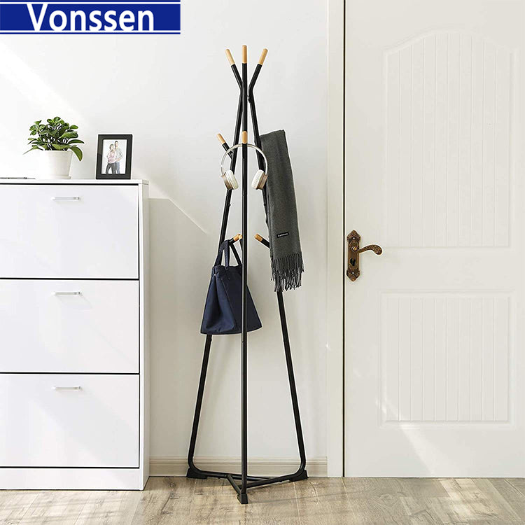 Vonssen Coat Rack Tree Metal Coat Rack with 9 Hooks Entryway Standing Coat Rack Tree Durable Coat Stand Easy Assembly for Home Office for Clothes Hat Bag VS1060400014