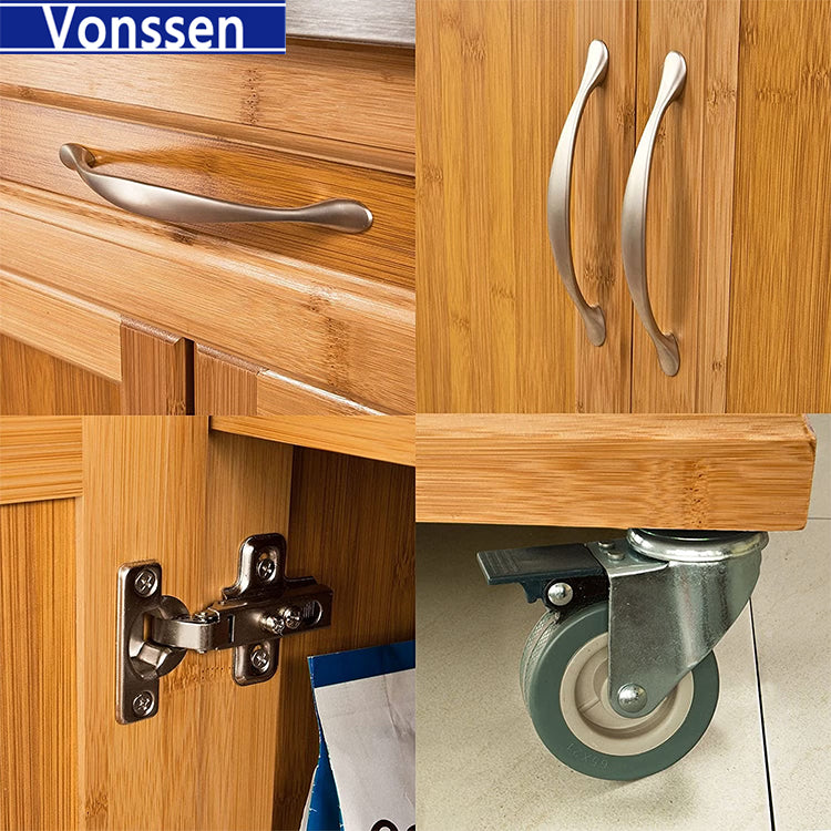 Vonssen Kitchen Cabinet Kitchen Storage Trolley Cart with 201 Stainless Steel Surface SI-10062