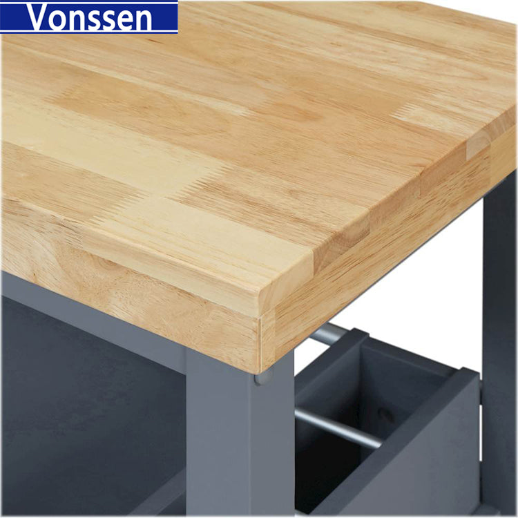 Vonssen Trystin Rubberwood Kitchen Cart Gray Natural SI-20071