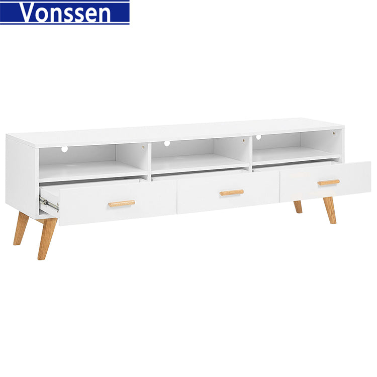 TV Stand Entertainment Center Console Cabinet Stand 3 Doors Shelves White 9310-180