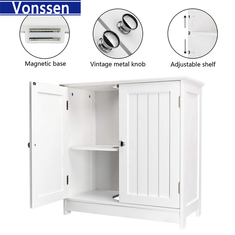 Vonssen Bathroom Vanity Cabinet Without Sink,Pedestal Sink Storage Cabinet Bathroom Sink Cabinet Under Sink Bathroom Cabinet Base Space Saver Organizer Medicine Cabinet 2 Doors & Adjustable Shelf White B SI-20003