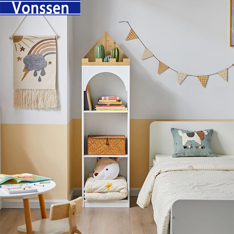 Vonssen Design Children Kids Bookcase Book Shelf Toy Shelf Children’s Room Storage Display Shelf Rack Organizer SI-80151