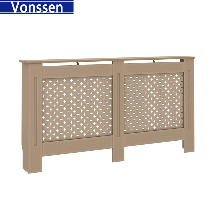 Vonssen Black Radiator Cover Heating Cabinet Shelf MDF Heating Cover Cabinet Home and Office Heater Heating Side Stand Radiator Cover Cabinet Shelf Cross Design SI-20185