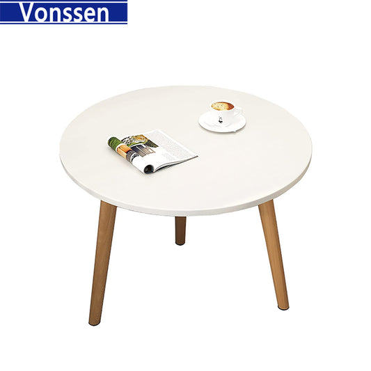 Side Table Round Coffee Table Modern Simplistic End Table for Living Room Bedroom and Balcony Save Space and Easy Assembly 9365