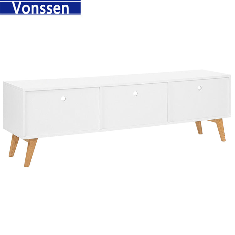 TV Stand Entertainment Center Console Cabinet Stand 3 Doors Shelves White 9310-180