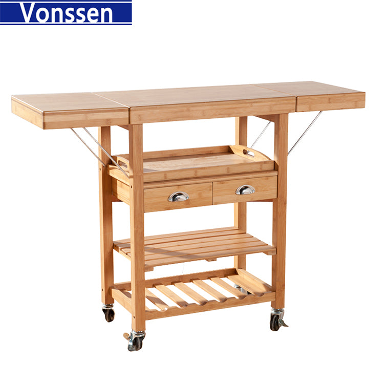 Vonssen Housewares Wooden Kitchen Trolley with Storage Drawers SI-10009