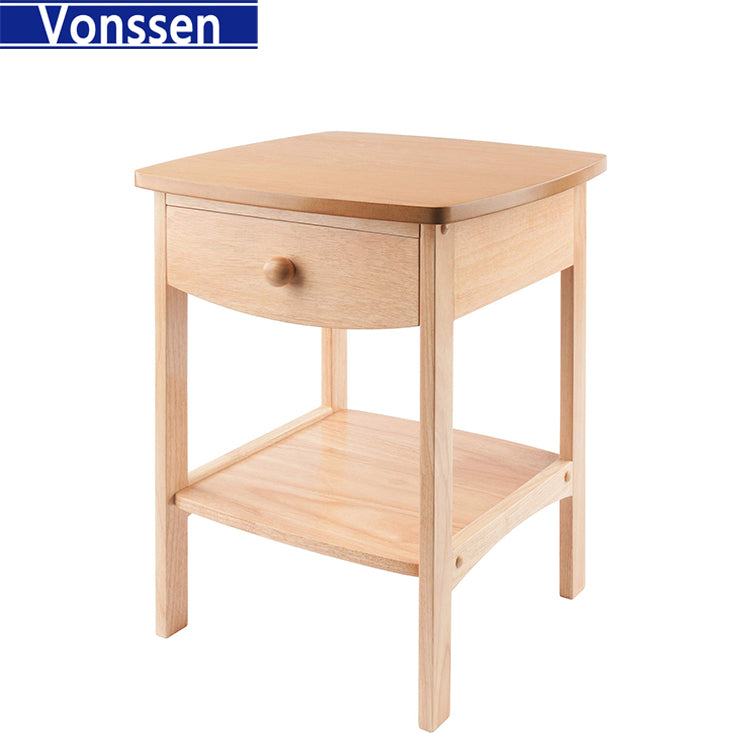 Vonssen End Table Nightstand Storage Display Drawer Shelf Beside Bedroom Black SI-20335