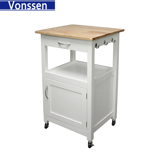 Vonssen Furniture Savannah Compact Kitchen Cart with Wood Top SI-20154