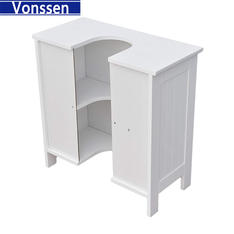 Vonssen Bathroom Vanity Cabinet Without Sink,Pedestal Sink Storage Cabinet Bathroom Sink Cabinet Under Sink Bathroom Cabinet Base Space Saver Organizer Medicine Cabinet 2 Doors & Adjustable Shelf White B SI-20003