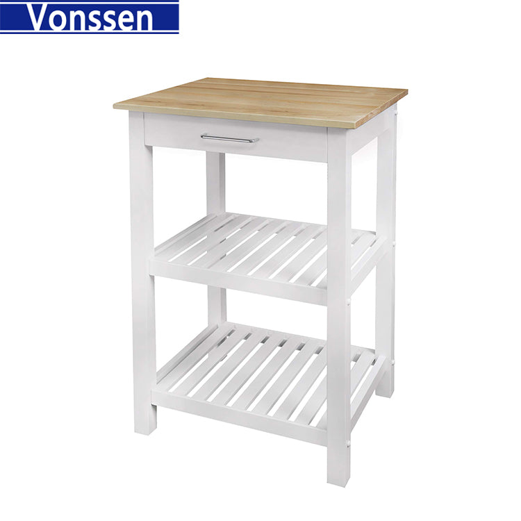 Vonssen Sunrise American Maple Top Kitchen Island White SI-20205