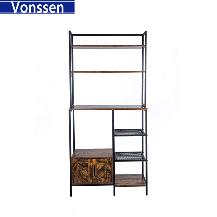 Vonssen 5-Tier Book Shelves and Bookcases Storage Display Rack with 2 Doors Cabinet for Shoes Cloths Books Arts Toys VS1031403036