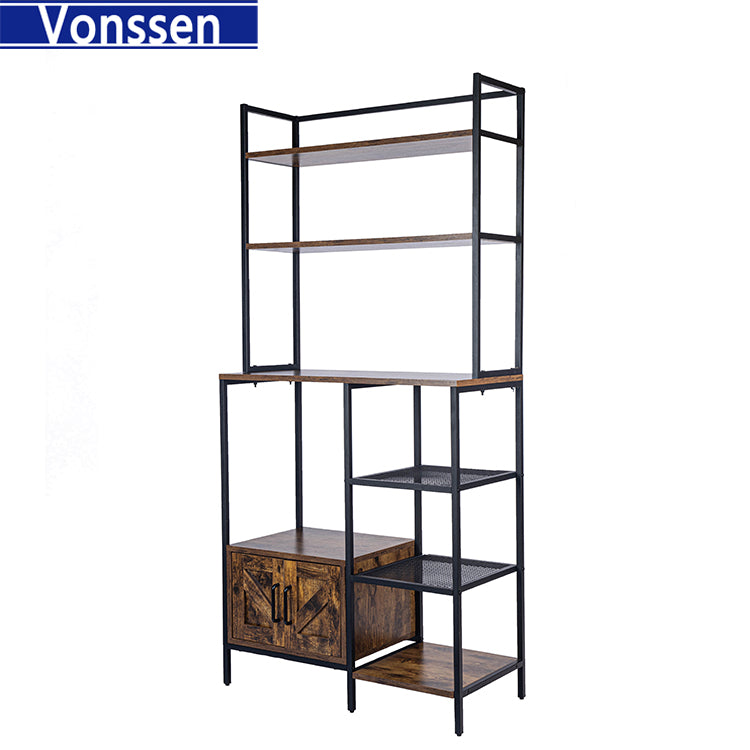 Vonssen 5-Tier Book Shelves and Bookcases Storage Display Rack with 2 Doors Cabinet for Shoes Cloths Books Arts Toys VS1031403036