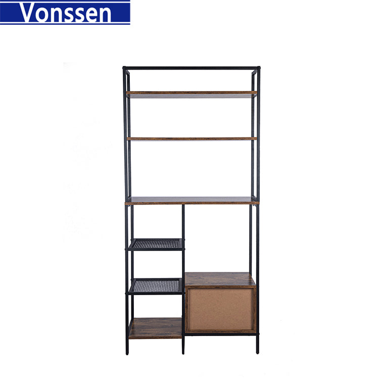 Vonssen 5-Tier Book Shelves and Bookcases Storage Display Rack with 2 Doors Cabinet for Shoes Cloths Books Arts Toys VS1031403036