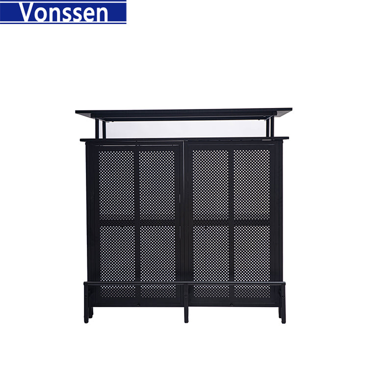 Vonssen Home Bar Unit 3 Tier Liquor Bar Table with Stemware Racks and Wine Storage Shelves Wine Bar Cabinet Mini Bar for Home Kitchen Pub VS1030500001