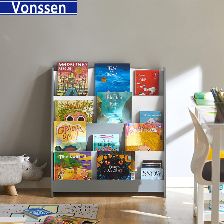 Vonssen Kids Sling Bookshelf Kids Bookshelf with Organizer Kids Magazine Rack Book Rack for Kids Book Organizer SI-80152