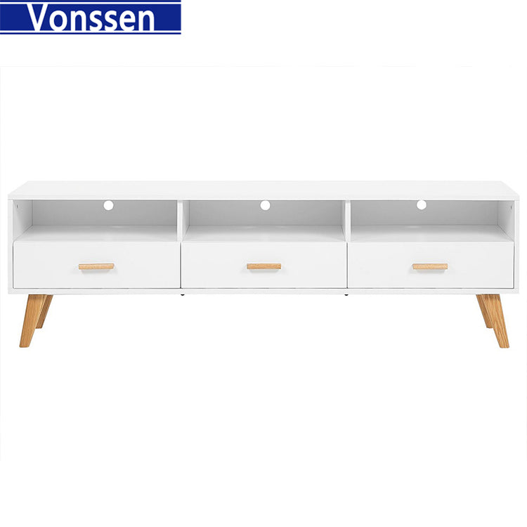 TV Stand Entertainment Center Console Cabinet Stand 3 Doors Shelves White 9310-180