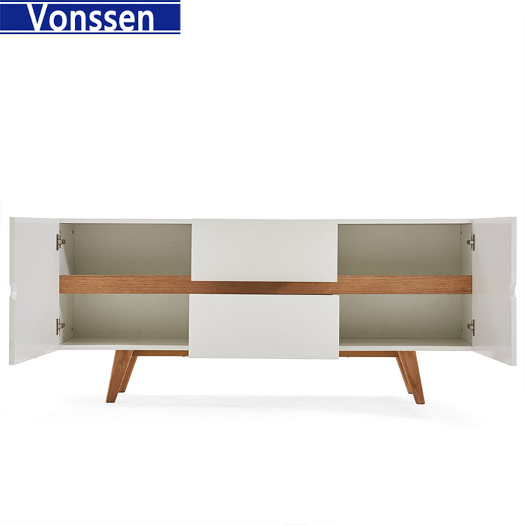 Nordic Furniture White Soild Sideboard Original Design Sideboard with Wooden Legs 9962