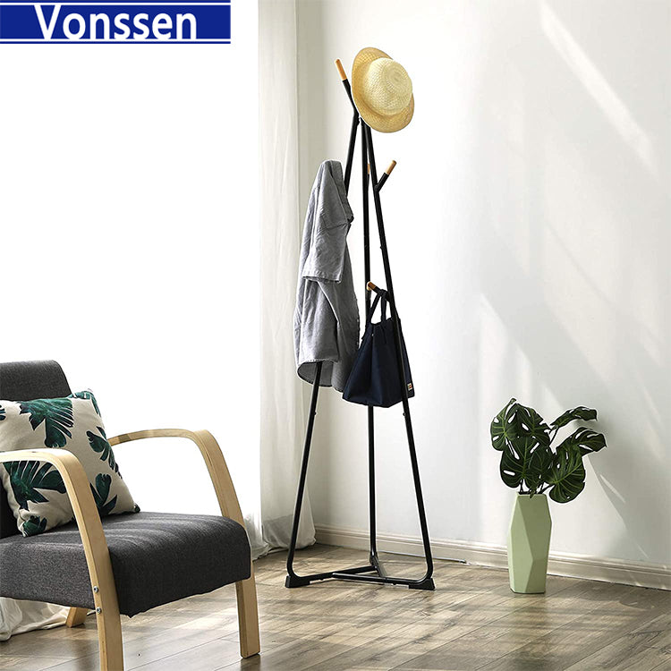 Vonssen Coat Rack Tree Metal Coat Rack with 9 Hooks Entryway Standing Coat Rack Tree Durable Coat Stand Easy Assembly for Home Office for Clothes Hat Bag VS1060400014