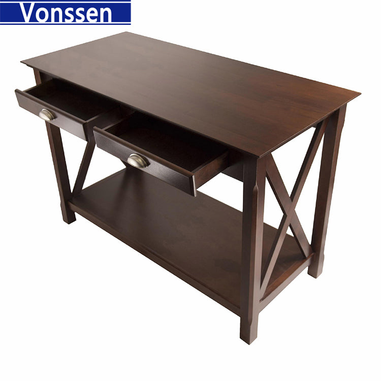 Vonssen Two Drawer Sofa Table Hall Console with Shelf SI-70004