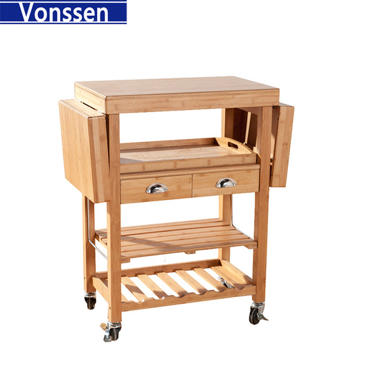 Vonssen Housewares Wooden Kitchen Trolley with Storage Drawers SI-10009