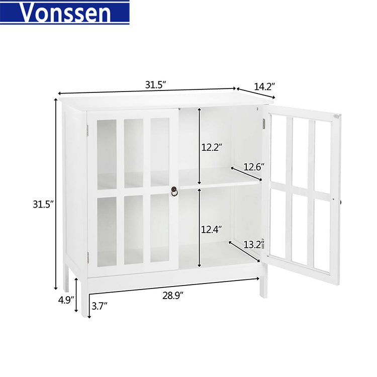 Vonssen Sideboard Buffet Storage Cabinet Cupboard with 2 Doors Credenza for Multifunction in Kitchen Console Living Room SI-80137