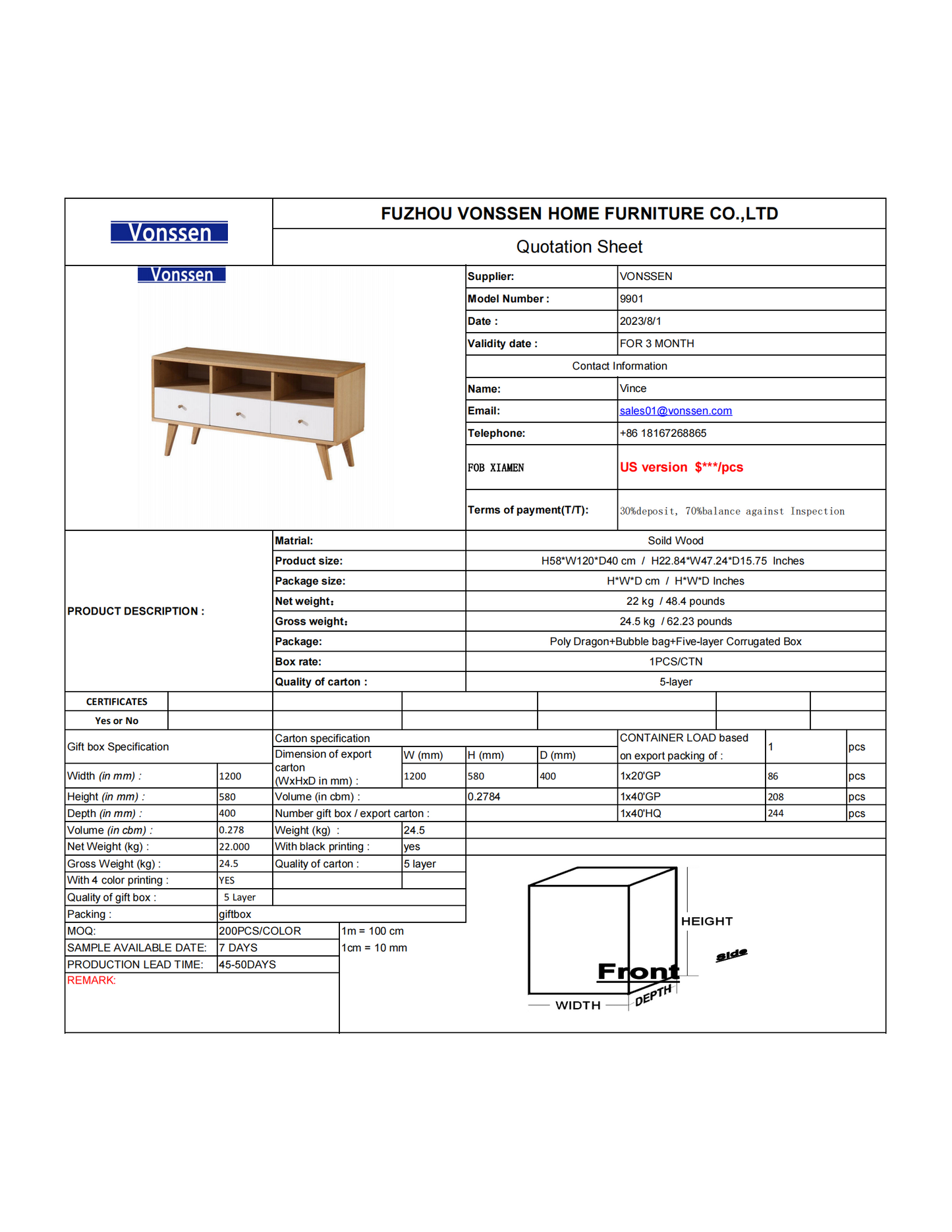 Home furniture general use TV stand wooden material TV unit for living room furniture 9901