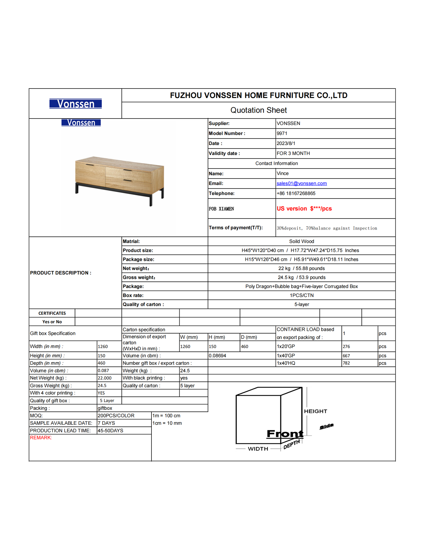 Furniture Linea Office - Multifunction Cabinet - Natural Walnut 9971