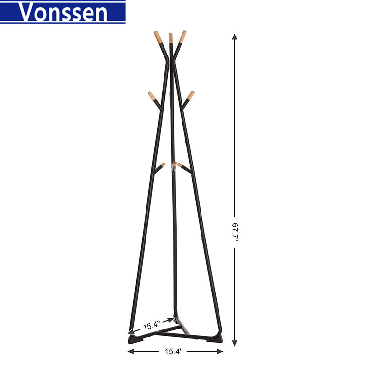 Vonssen Coat Rack Tree Metal Coat Rack with 9 Hooks Entryway Standing Coat Rack Tree Durable Coat Stand Easy Assembly for Home Office for Clothes Hat Bag VS1060400014