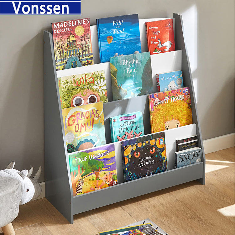 Vonssen Kids Sling Bookshelf Kids Bookshelf with Organizer Kids Magazine Rack Book Rack for Kids Book Organizer SI-80152