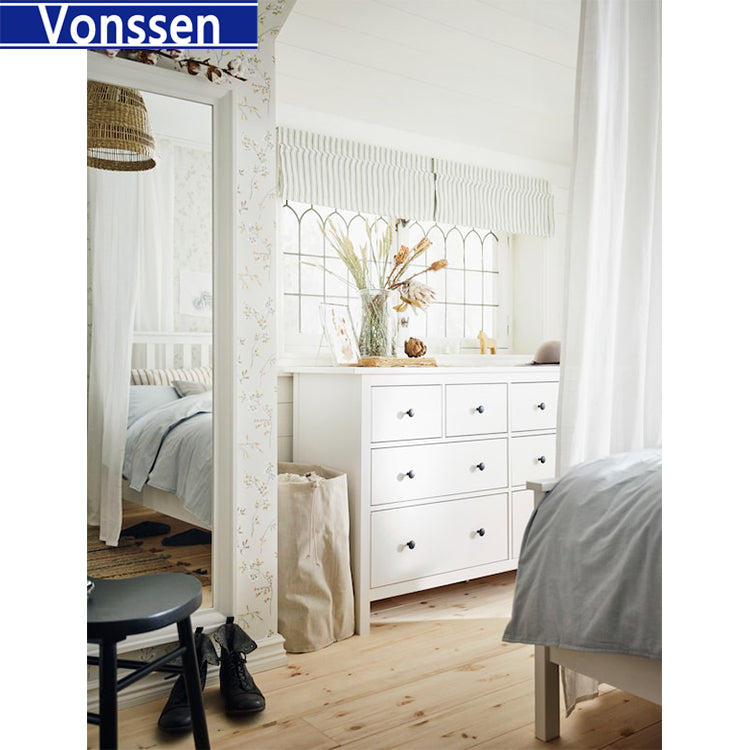 Vonssen White Dresser Modern Dresser for Bedroom 7 Drawer Double Dresser with Wide Drawer and Metal Handles Wood Dressers Chests of Drawers for Hallway Entryway SI-20345