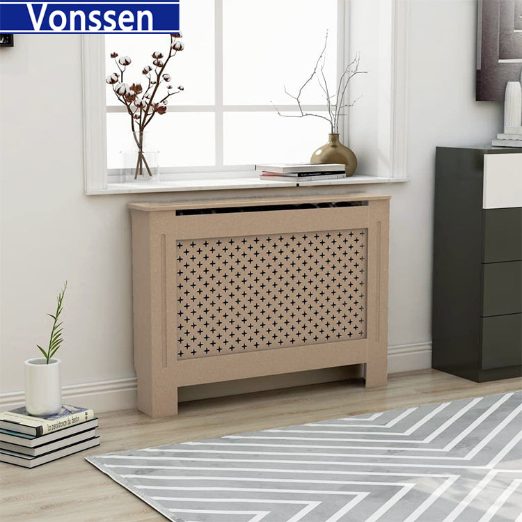 Vonssen Black Radiator Cover Heating Cabinet Shelf MDF Heating Cover Cabinet Home and Office Heater Heating Side Stand Radiator Cover Cabinet Shelf Cross Design SI-20185