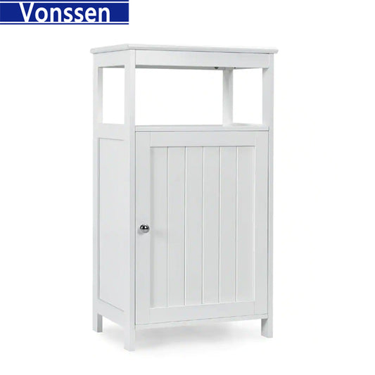 Vonssen Single Door Floor Cabinet Bathroom Free Standing Storage Organizer with Adjustable Shelf Narrow Side Cabinet for Living Room SI-20334