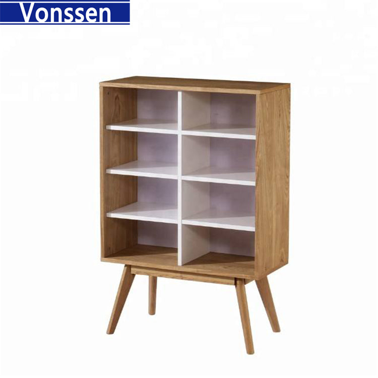 Modern Bookshelf Floor Standing Bookcase Shelf Storage Organizer Display Rack Book Shelf for Bedroom Living Room Home Wood Color 9906