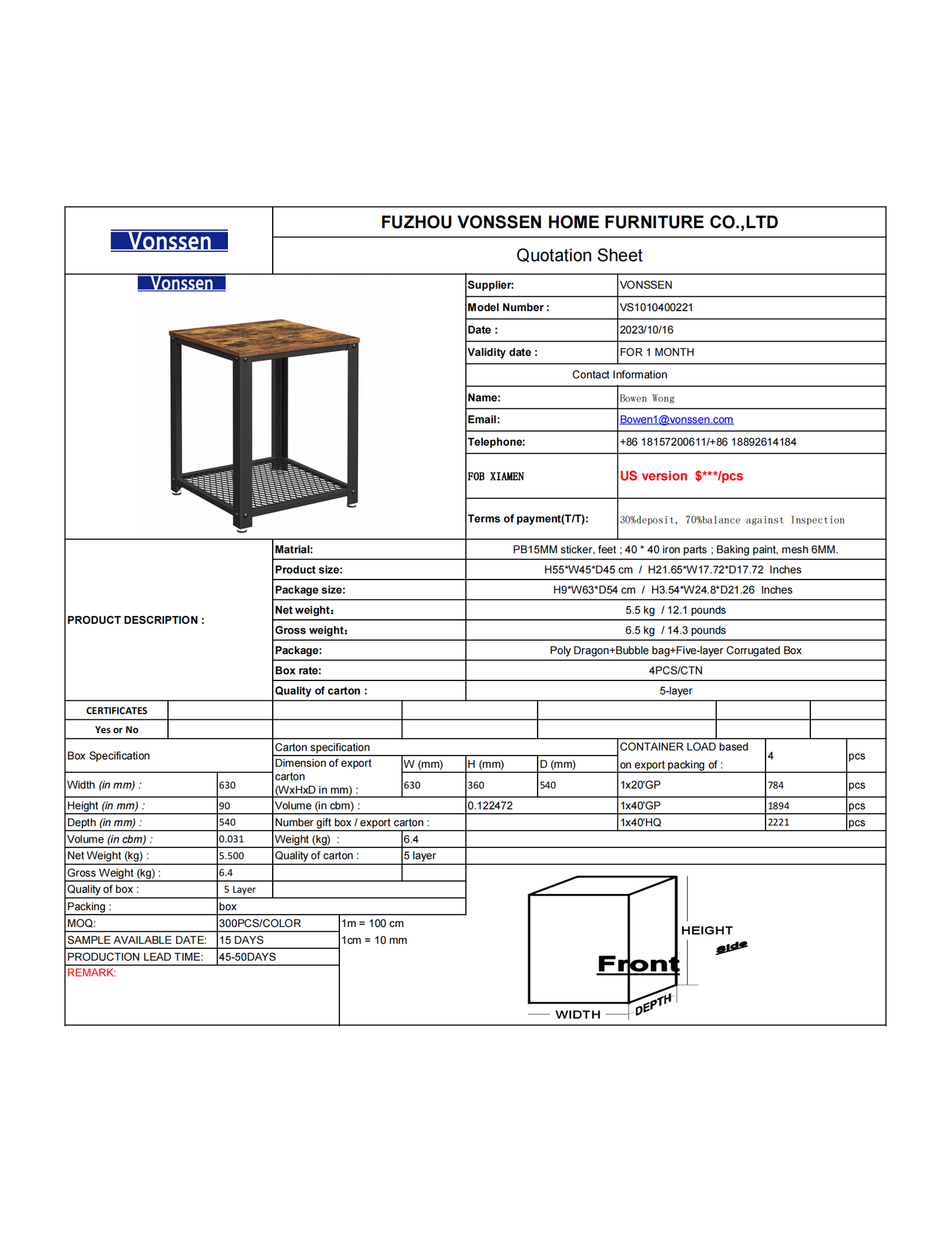 Industrial End Coffee Table with Metal Frame Easy to Put Together Rustic Brown and Black VS1010400221--