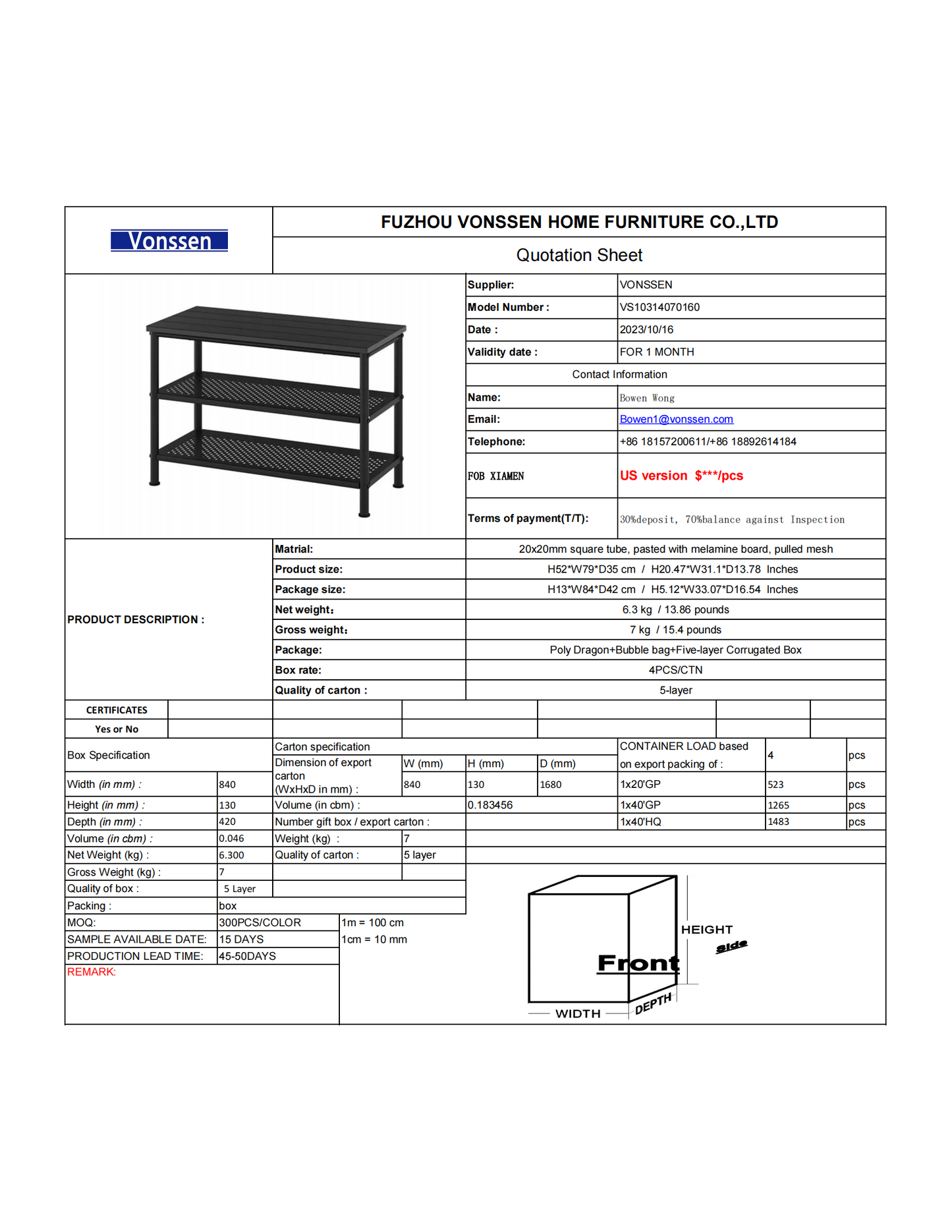 Vonssen Shoe Rack Organizer 5 Tier Metal Organizer Shelf with Industrial MDF Board and Layer Fabric for Entryway Closet Bedroom Living Room Garage VS10314070160 --